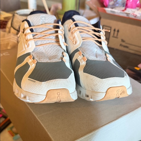 On Running Sneakers in Cream and Dark Blue cloudNova - Picture 2 of 9